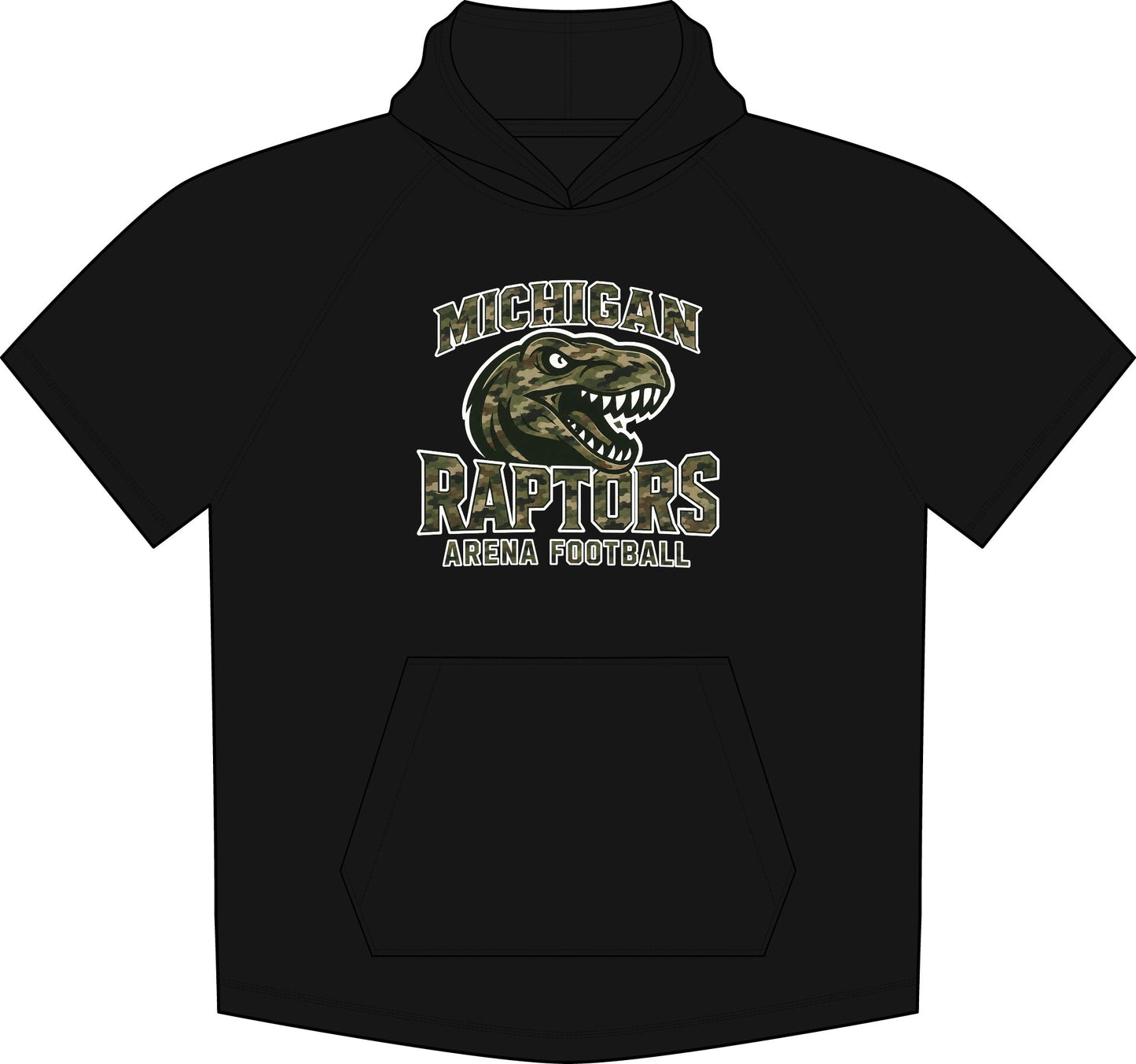 Michigan Raptors Short Sleeve Hoodie — Arena Football Team Logo Tee