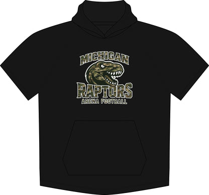 Michigan Raptors Short Sleeve Hoodie — Arena Football Team Logo Tee