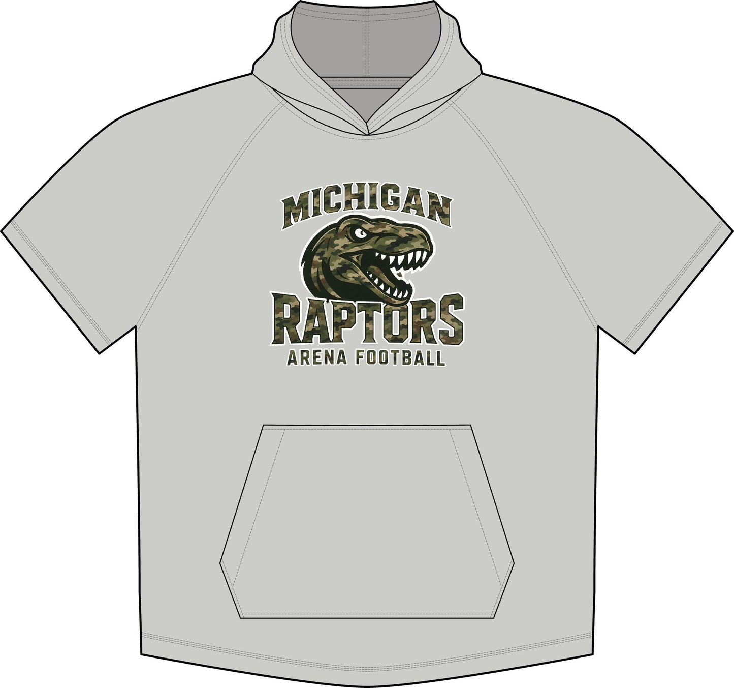 Michigan Raptors Short Sleeve Hoodie — Arena Football Team Logo Tee