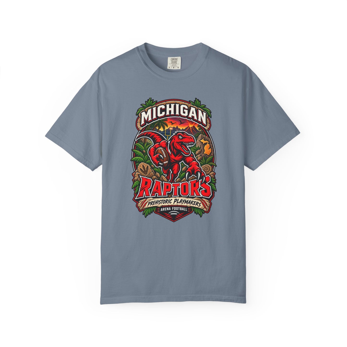 Michigan Raptors Vintage Dinosaur T‑Shirt