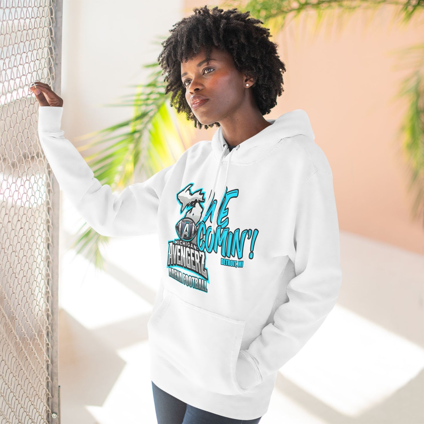 We Comin'! Three-Panel Fleece Hoodie for Arena Football Fans