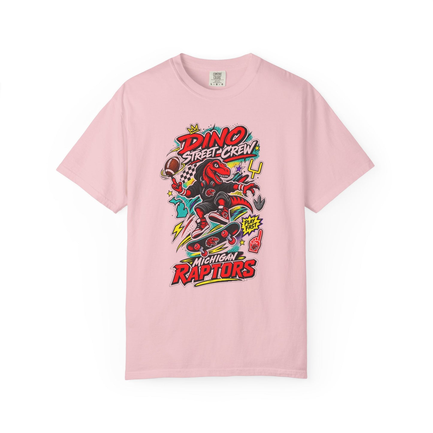 Raptor Street Crew T‑Shirt — Dino Skateboard Graphic Tee