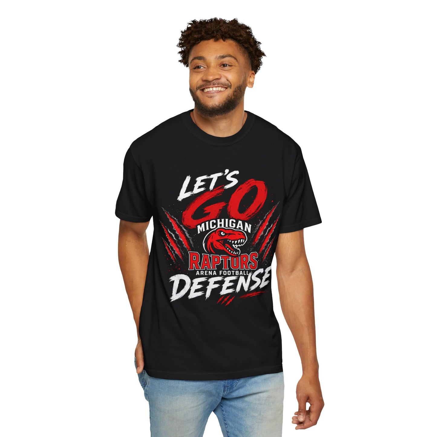 Let’s Go Raptors Defense T-Shirt — Michigan Arena Football Fan Tee