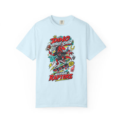 Raptor Street Crew T‑Shirt — Dino Skateboard Graphic Tee