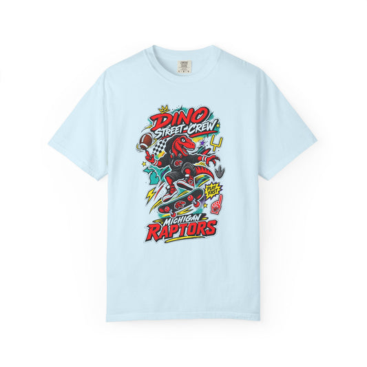 Raptor Street Crew T‑Shirt — Dino Skateboard Graphic Tee