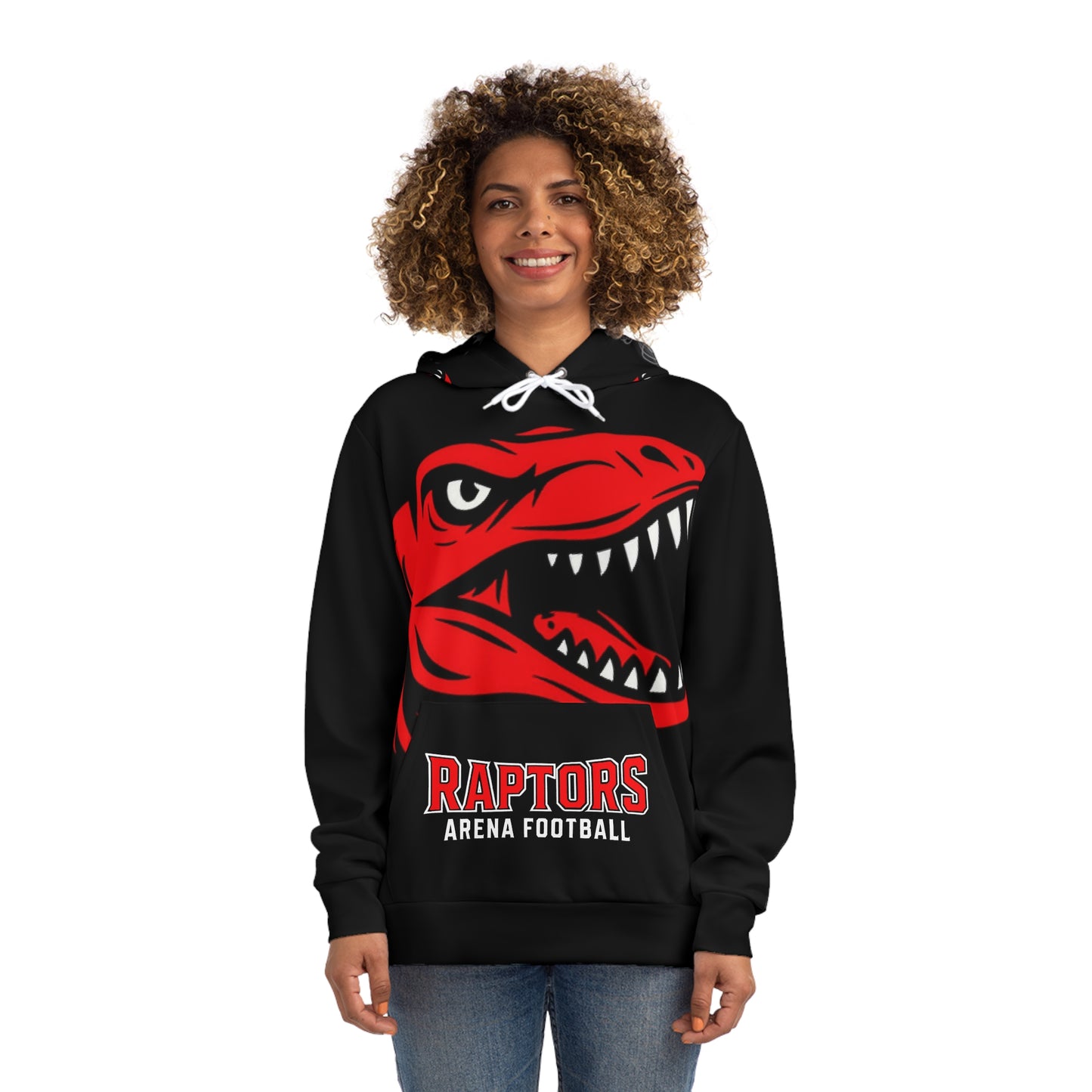 Raptors Arena Football Schedule Hoodie — Red Dino Team Logo