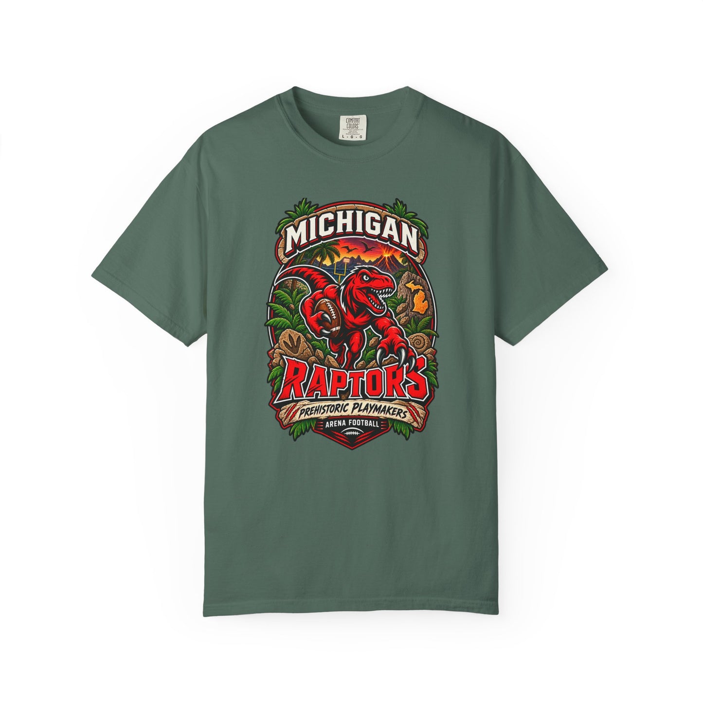 Michigan Raptors Vintage Dinosaur T‑Shirt