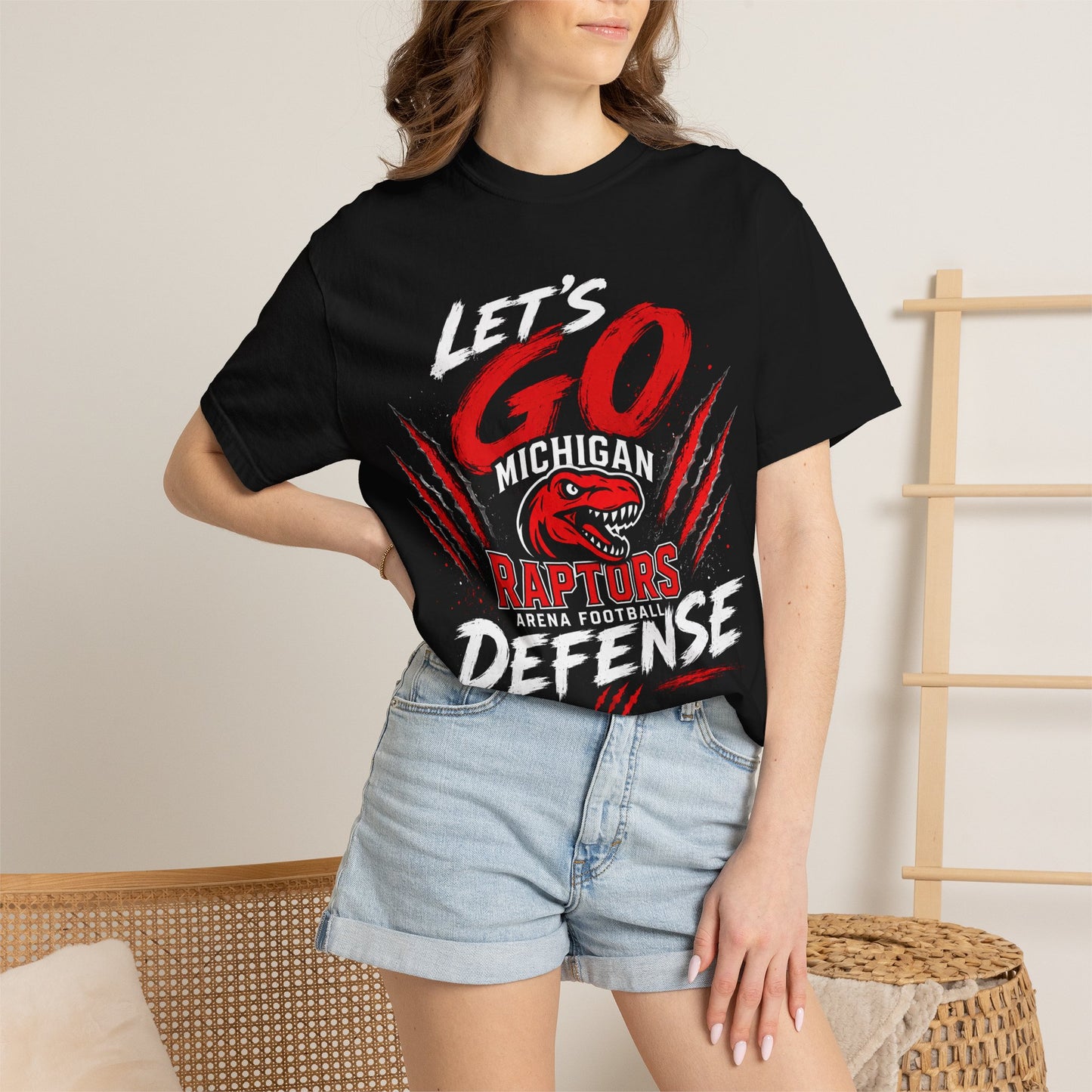 Let’s Go Raptors Defense T-Shirt — Michigan Arena Football Fan Tee