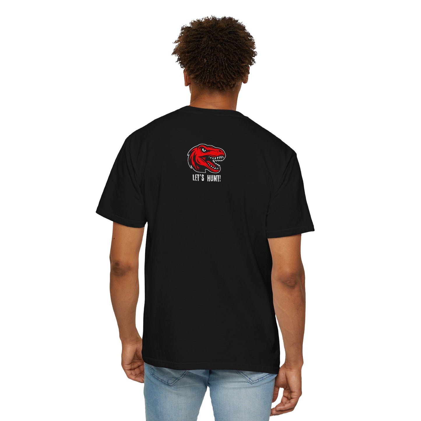 Relentless Raptors Football T-Shirt — Red Dino Logo “Let’s Hunt!” Game Day Tee