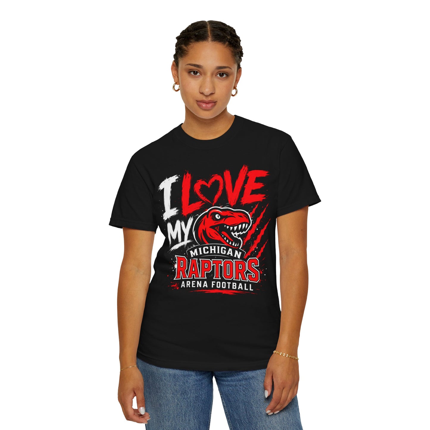 I Love My Michigan Raptors Arena Football T-Shirt — 'Let's Hunt!' Fan Tee