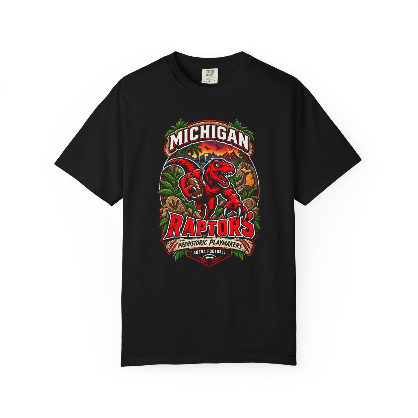 Michigan Raptors Vintage Dinosaur T‑Shirt