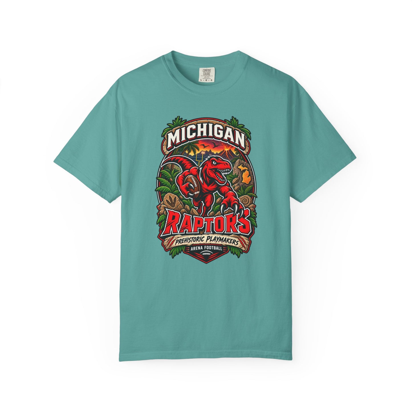 Michigan Raptors Vintage Dinosaur T‑Shirt