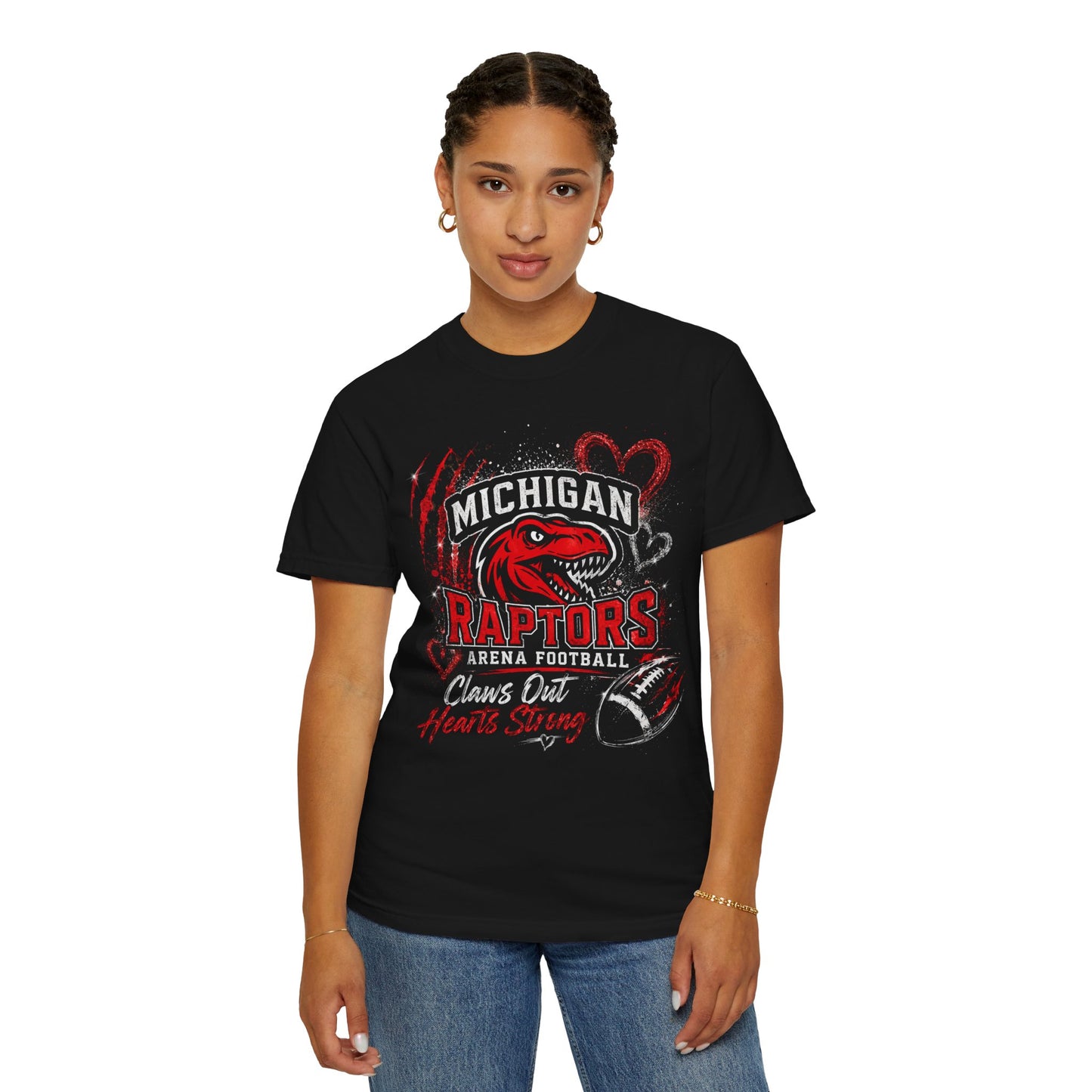 Michigan Raptors Arena Football T-Shirt — "Claws Out, Hearts Strong" Fan Tee
