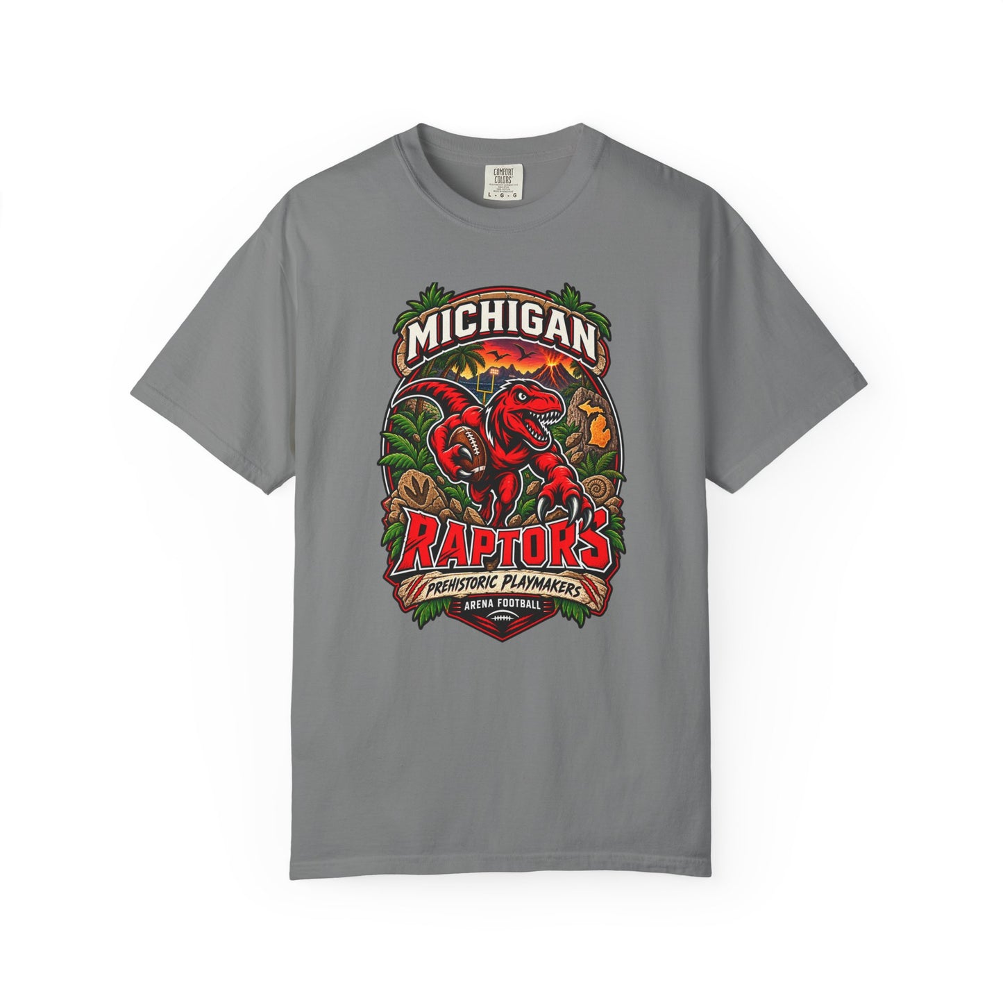 Michigan Raptors Vintage Dinosaur T‑Shirt