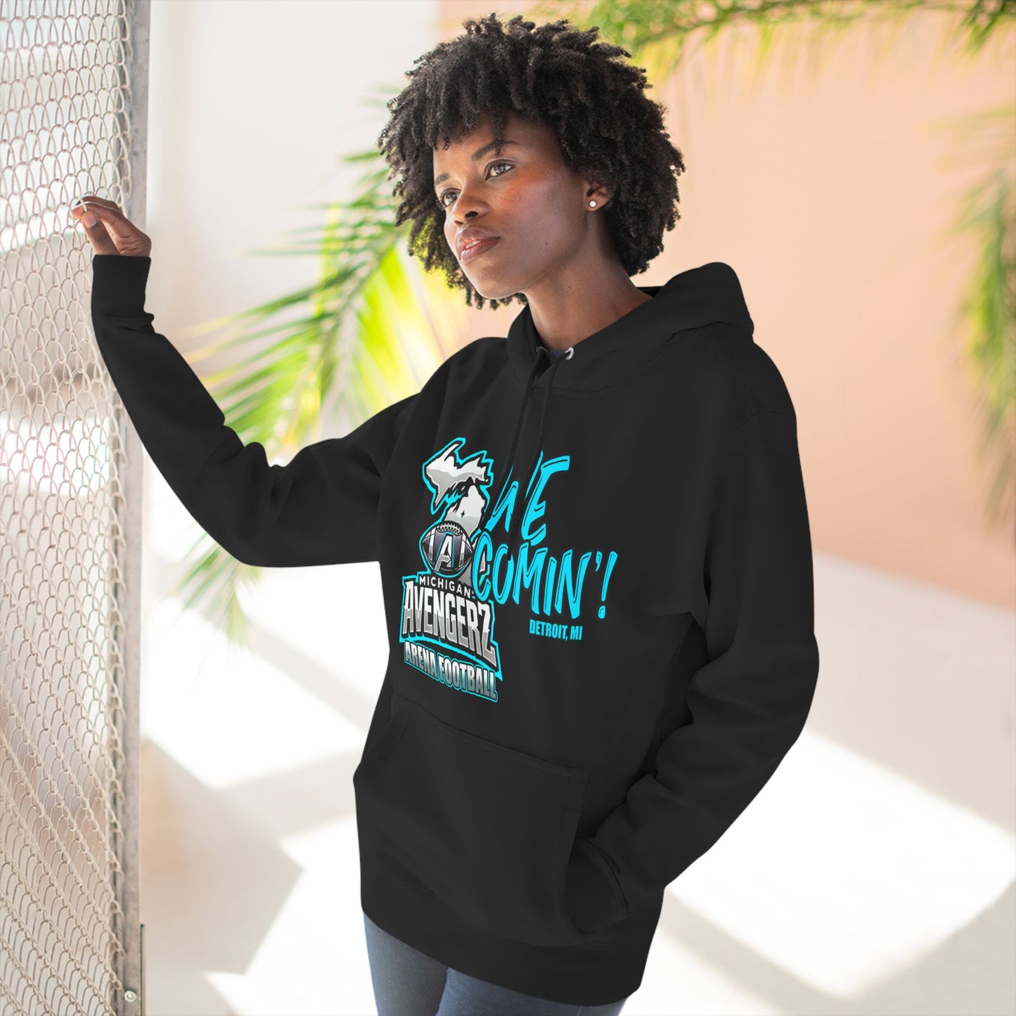 We Comin'! Three-Panel Fleece Hoodie for Arena Football Fans