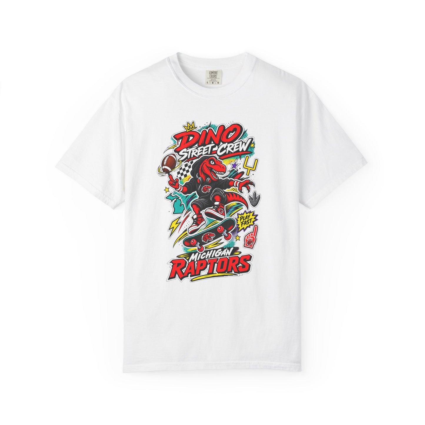 Raptor Street Crew T‑Shirt — Dino Skateboard Graphic Tee