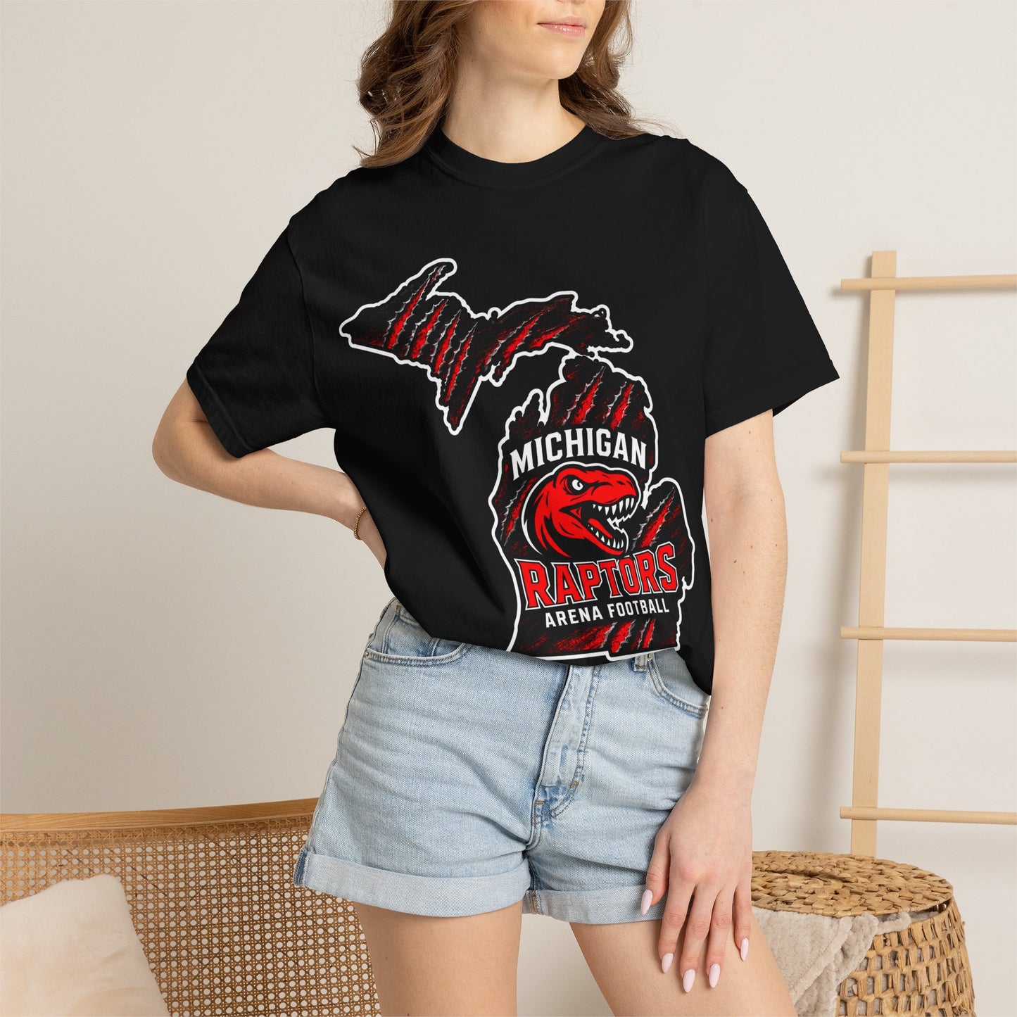 Michigan Raptors 2 Arena Football T-Shirt — "Let’s Hunt!" Vintage Black