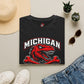 Michigan Raptors T‑Shirt — Red Dino Mascot Arena Football Tee