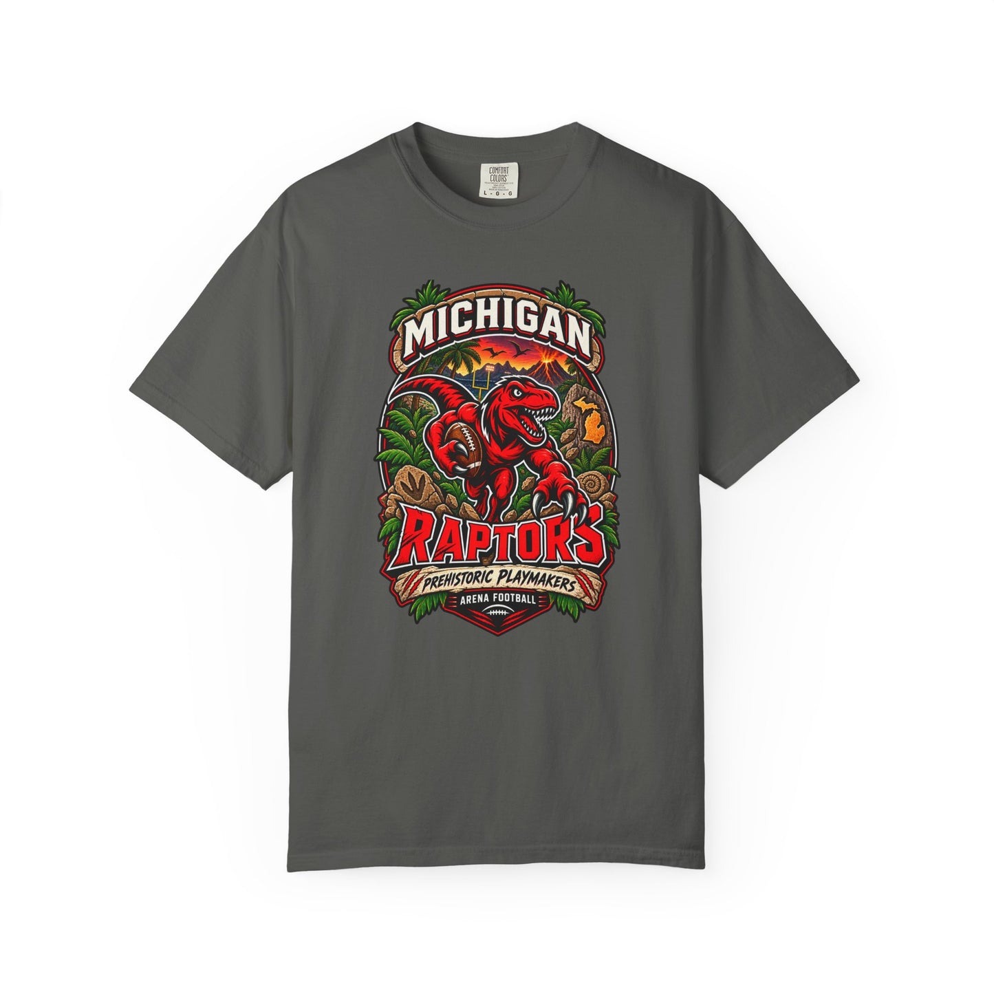 Michigan Raptors Vintage Dinosaur T‑Shirt
