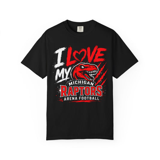 I Love My Michigan Raptors Arena Football T-Shirt — 'Let's Hunt!' Fan Tee
