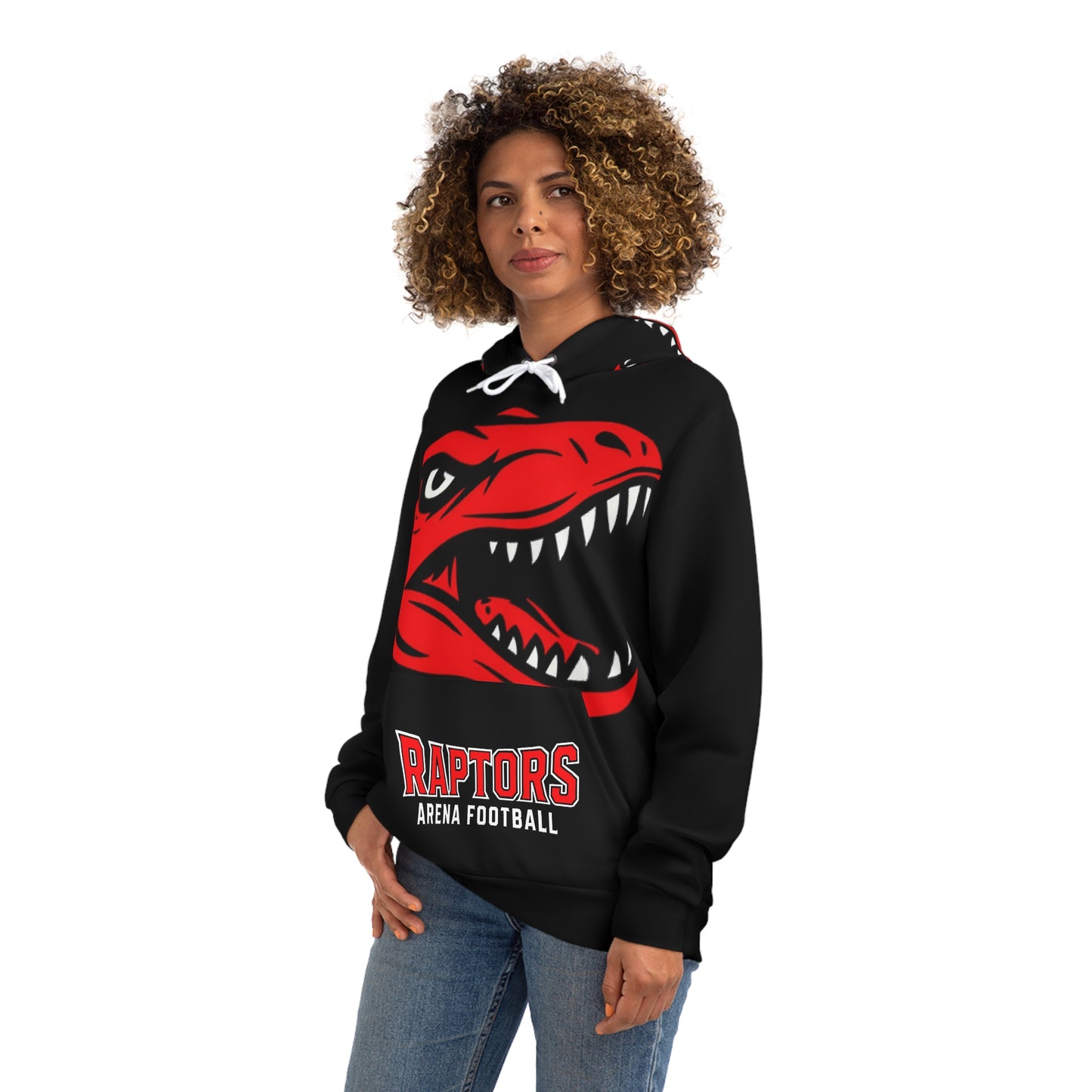 Raptors Arena Football Schedule Hoodie — Red Dino Team Logo
